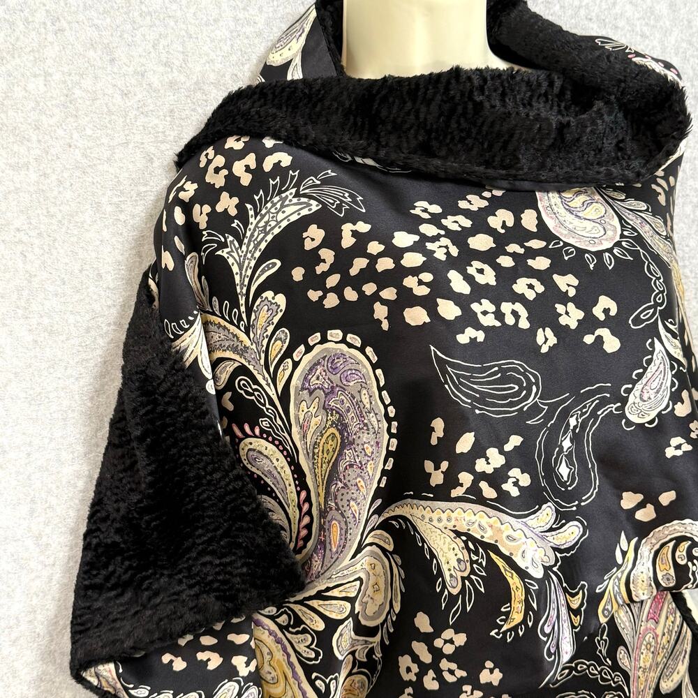 Preston & York 100% Silk Wrap Double Layer Paisley Quiet Luxury Elegant Cozy